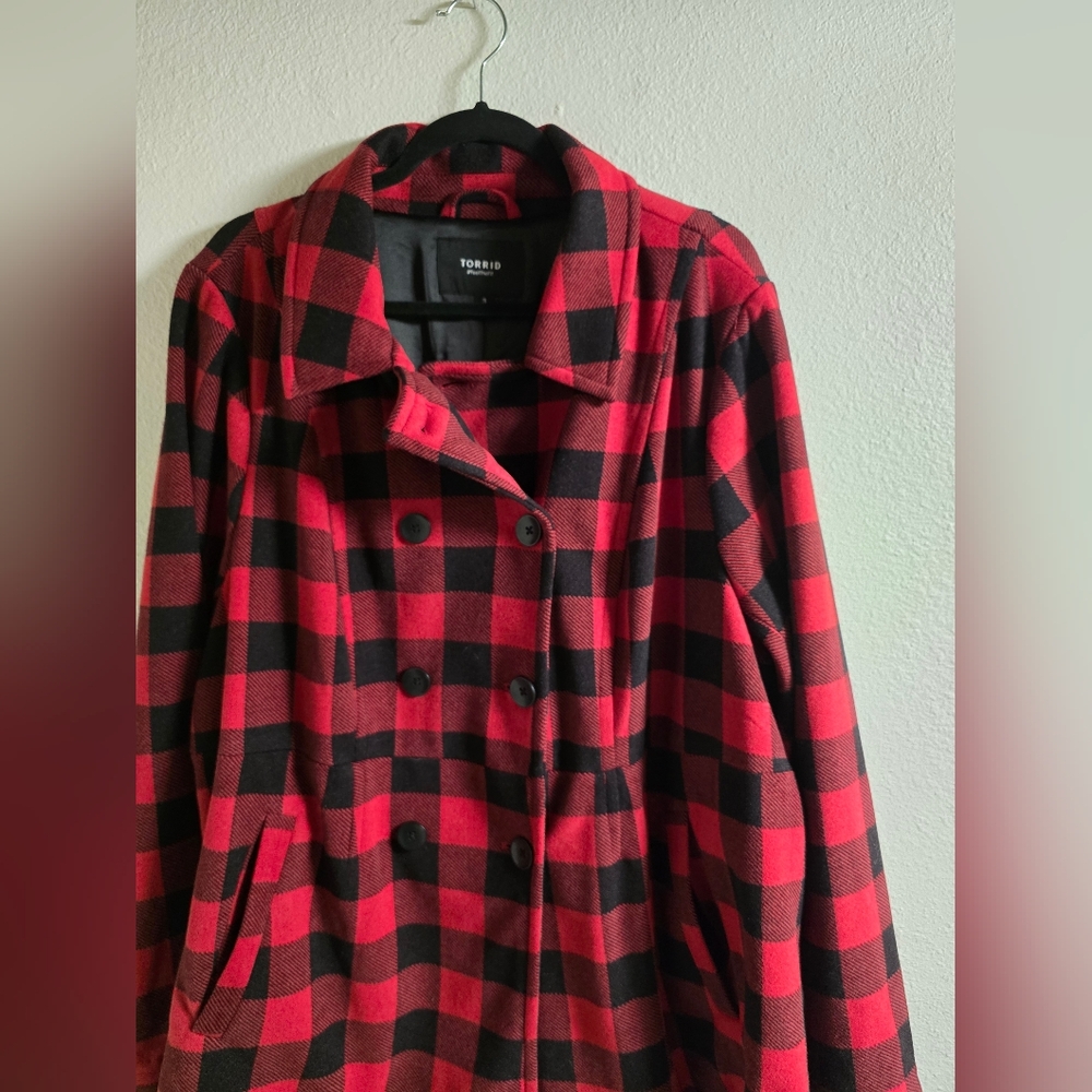 Torrid Buffalo Plaid Peacoat - Picture 2 of 6
